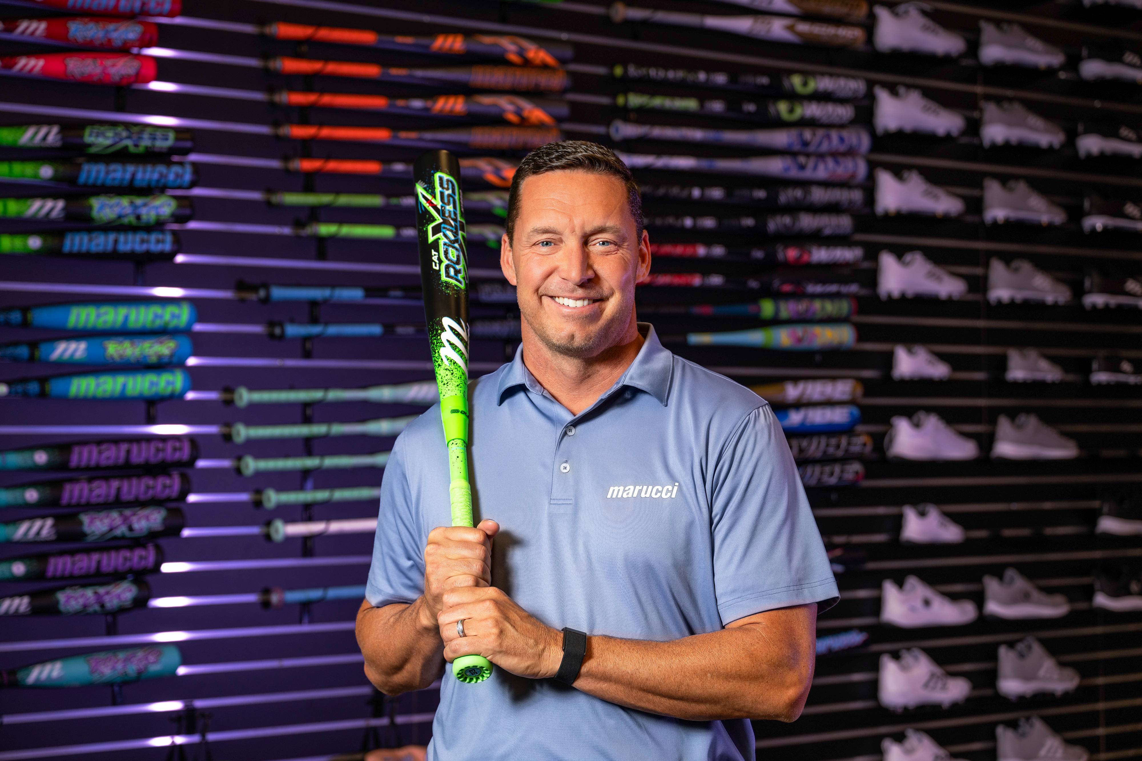Kurt Ainsworth holding bat