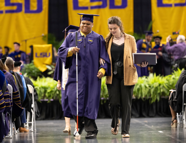 LSU graduate receives help during commencement LSU graduate receives help during commencement