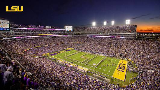 Tiger Stadium at sunset