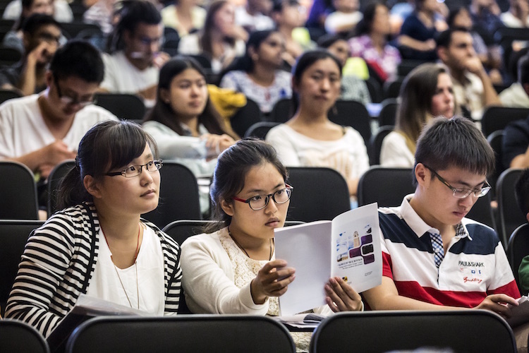 international students at orientation