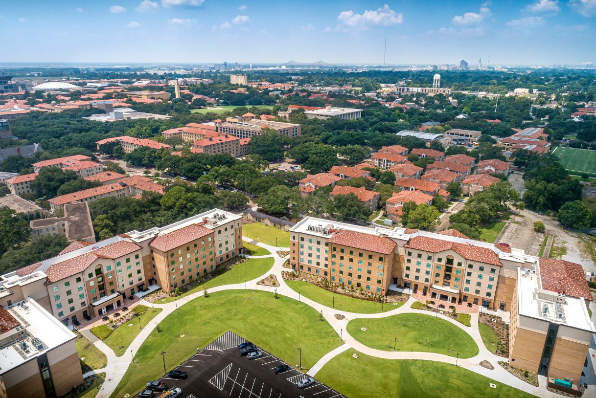 aerial photo of greenhouse community