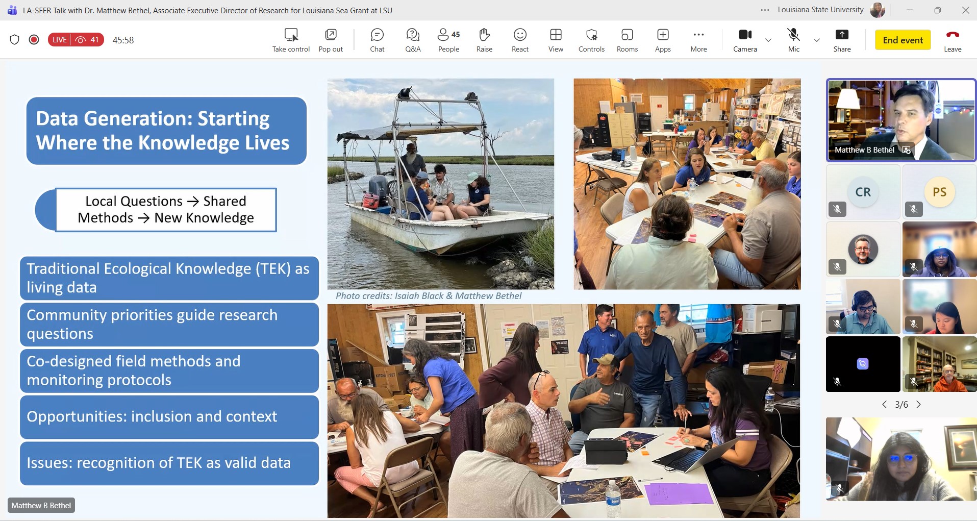 LA-SEER Talk by Dr. Matthew Bethel LA-SEER Talk by Dr. Matthew Bethel