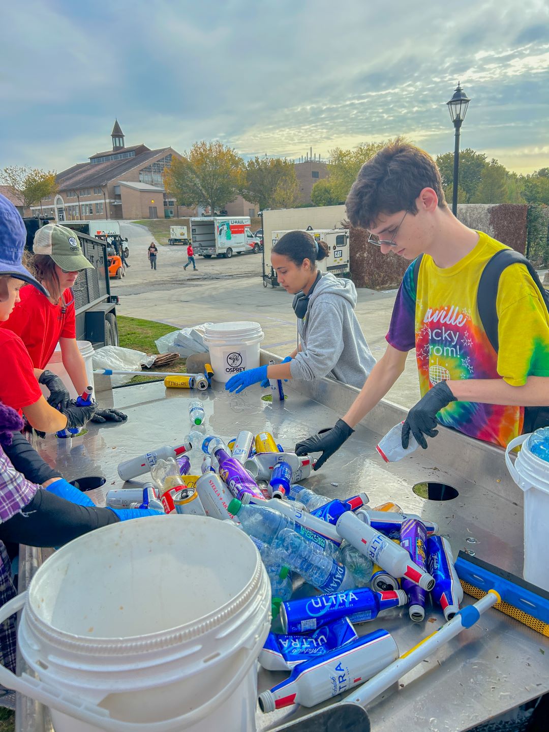 Group of volunteers sorting